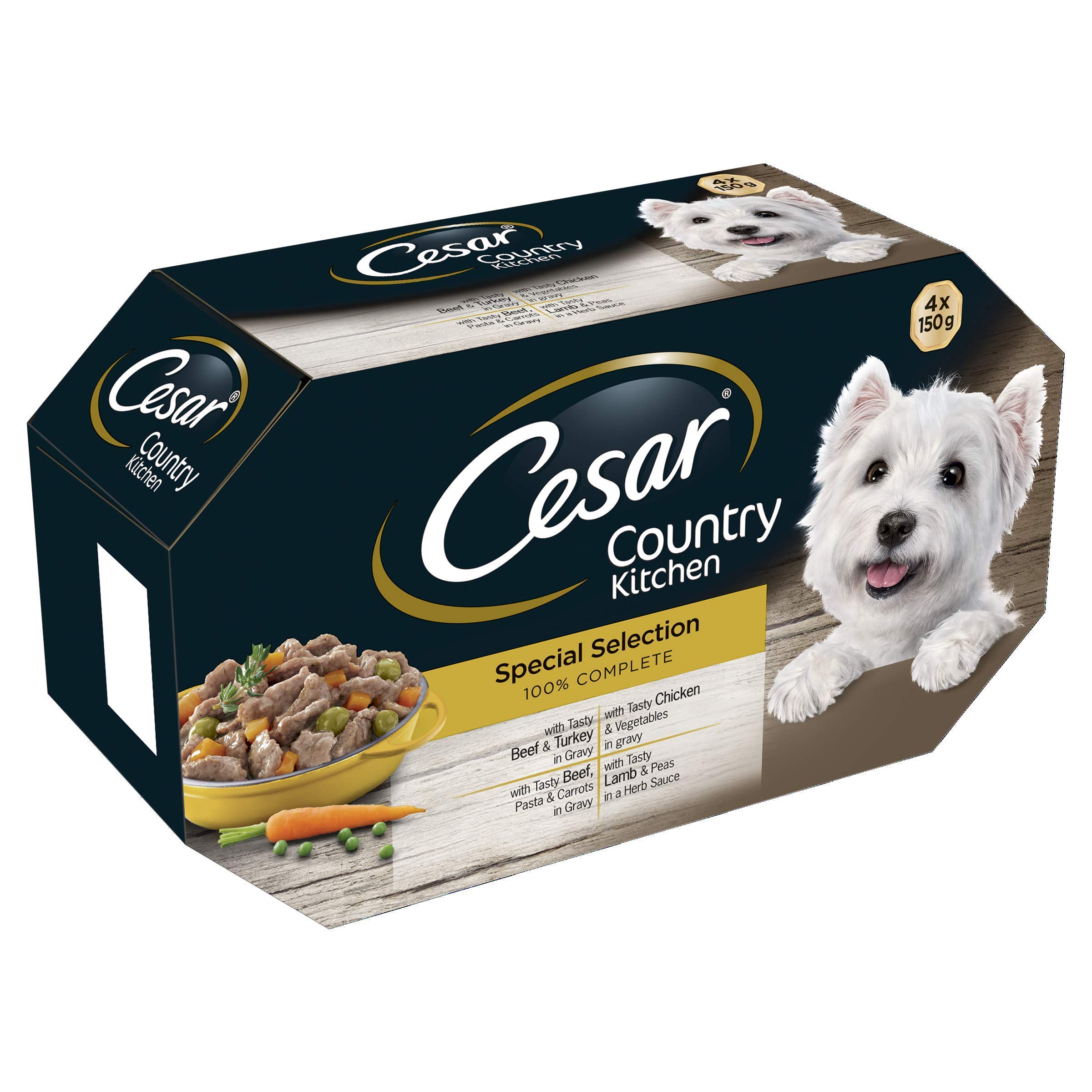 Cesar Country Kitchen Dog Tray Special Mixed Selection in Gravy 4x 150g