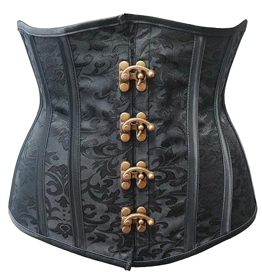 spass42 Mittelalter Unterbrust Corsage Steampunk Brokat Haken Kordel Schutzlasche Mieder Metall Stäbchen