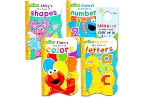 Sesame Street First Books Series; BIG Bird's Letters, Abby's Shapes, Elmo's Colors, Cookie's Numbers [Board Book Hardcovers, 4 Books]