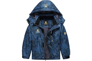 Keevoom Boy's Waterproof Ski Jacket Winter Warm Thick Snow Coat Windproof Fleece Kids Outdoor Hooded Snowboard Jackets