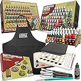 The Army Painter, Ultimate Starter Bundle, Fanatic &amp; Speedpaint Mega Set | Incl: 2 Mega Set, Wet Palette XL, Battlefield Basing, Masterclass DryBrushes, Black Apron, 2 brushes, Brush on primer