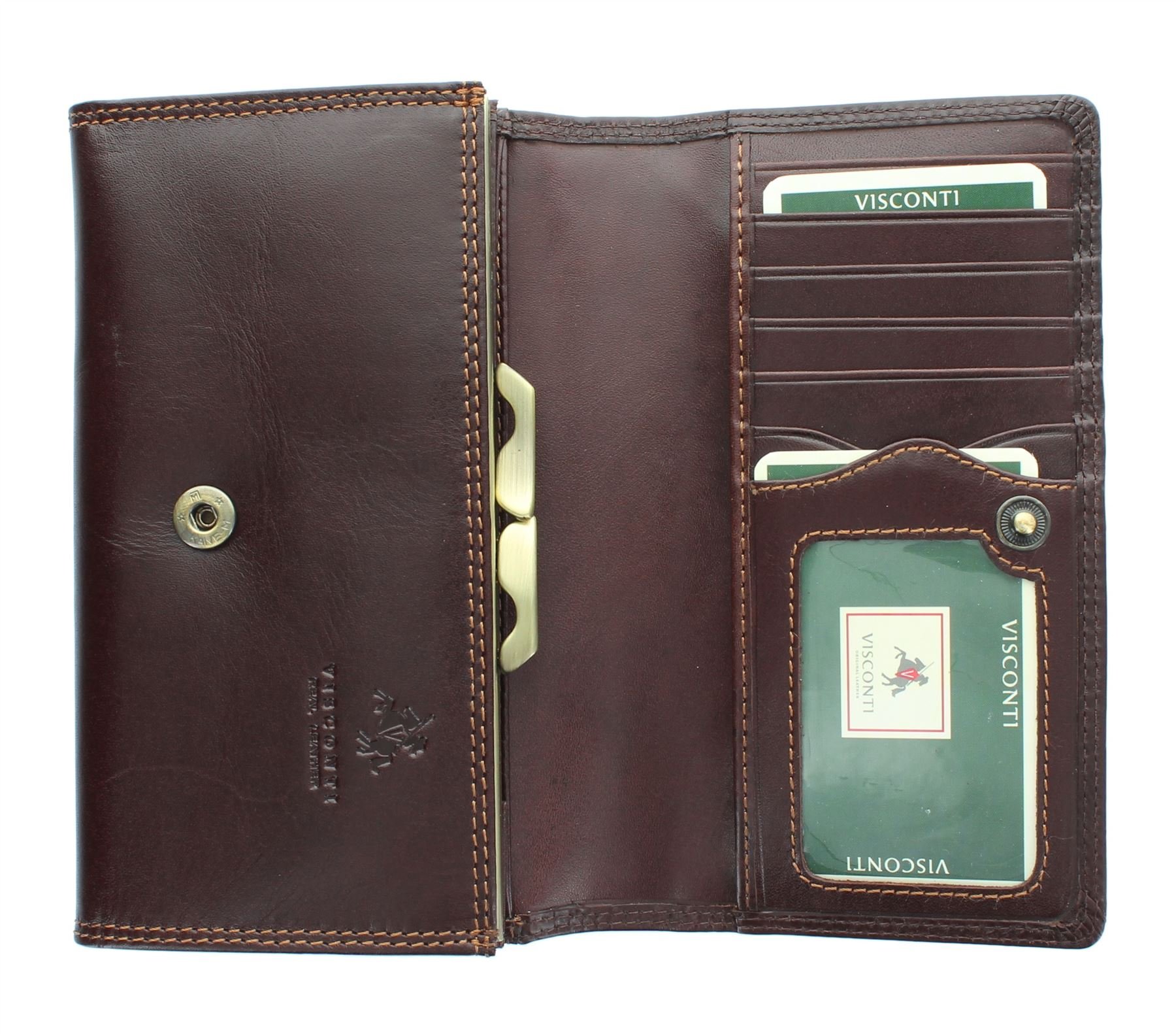 VISCONTI Monza Collection Maria Vegetable Tanned Ladies Leather Clip Purse RFID Blocking MZ12 Brown