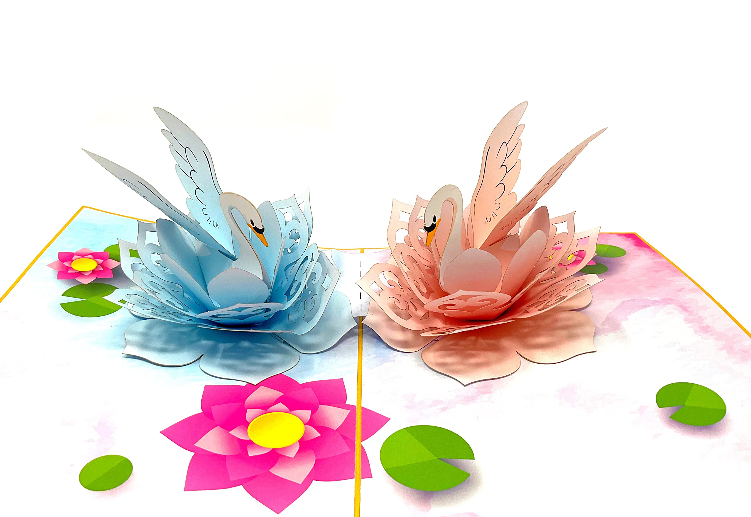 Swans Pop Up Card - 3D Pop Up Cards, Birthday Cards For Woman And Men, Retirement Card, Handmade Greeting Cards, 3D Birthday Card, Get Well Card, Make someone Smile