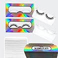 NEW-Empty Lash Boxes for Wholesale- 100 Pcs - 50 Trays/50 Empty Eyelashes Box Packaging- Soft Paper Lash Box Holographic Design for 25MM 3D Mink Strip Lashes (Silver Holographic)
