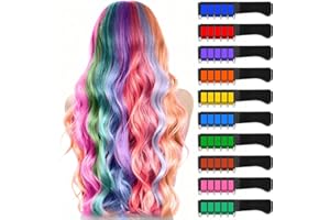 PIPIRICH 10 Color New Hair Chalk Comb Temporary Bright Hair Color Dye for Kids,Washable Hair Chalk Girls New Year Birthday Cosplay DIY(Dark Blue&Blue&Green&Purple&Brown&Pink&Orange&Red&Dark Green&Yellow)