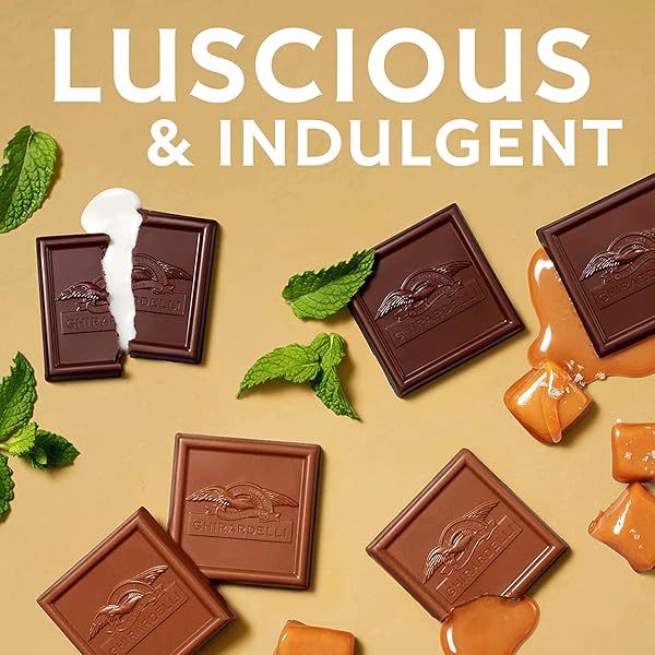 GHIRARDELLI PREMIUM CHOCOLATE ASSORTMENT SQUARES, 12.5 OZ BAG VARIETY PACK OF MILK, DARK, MINT, AND CARAMEL CHOCOLATES