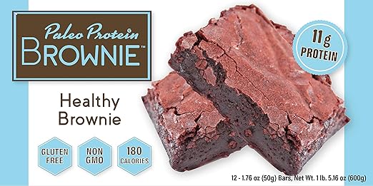 Paleo Protein Brownie Bar | Box of 12 | Gluten Free & Non GMO | 11g Protein | 180 Calories best paleo bars