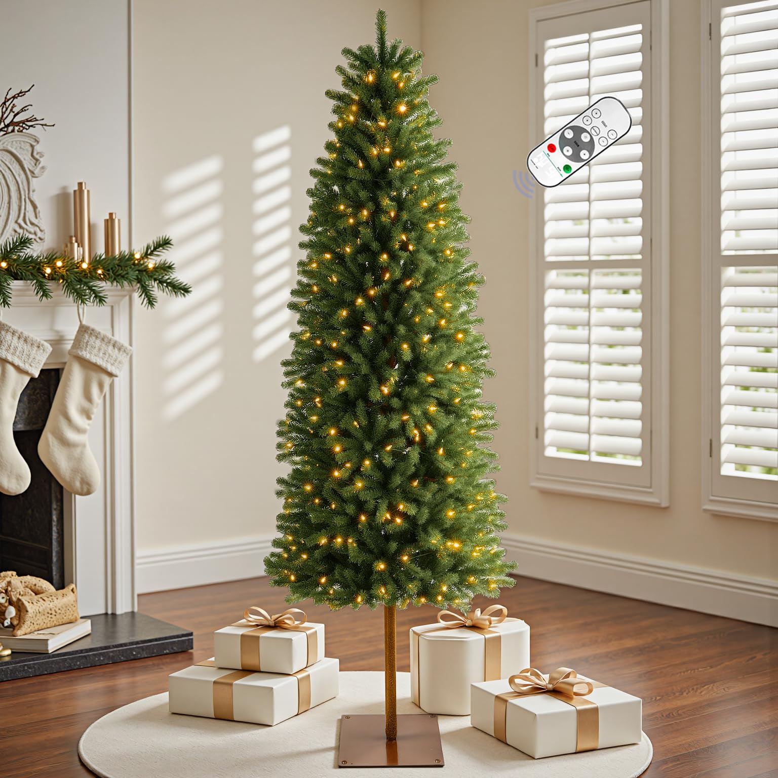 Photo 1 of 1.6ft Pre- Christmas Tree Spruce with Remote Control, 50 Warm White Multi-Color Changing LED Lights, Artificial Hinged/Feel Real/Realistic for Home, Holiday Decoration Dual Color LED