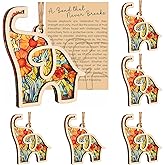 6 PCS Friendship Elephant Ornament Set,Wooden Elephant Christmas Ornaments for Sisterhood with Story Cards,Friendship Gifts for Women for Sisters