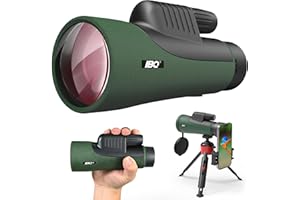 IBQ Monocular Telescope for Adult High Powered with Smartphone Adapter &Tripod, 12X55 Lightweight Waterproof HD Monocular with BAK4 Prism&FMC Lens, for Camping Travel Hiking Bird Watching Hunting