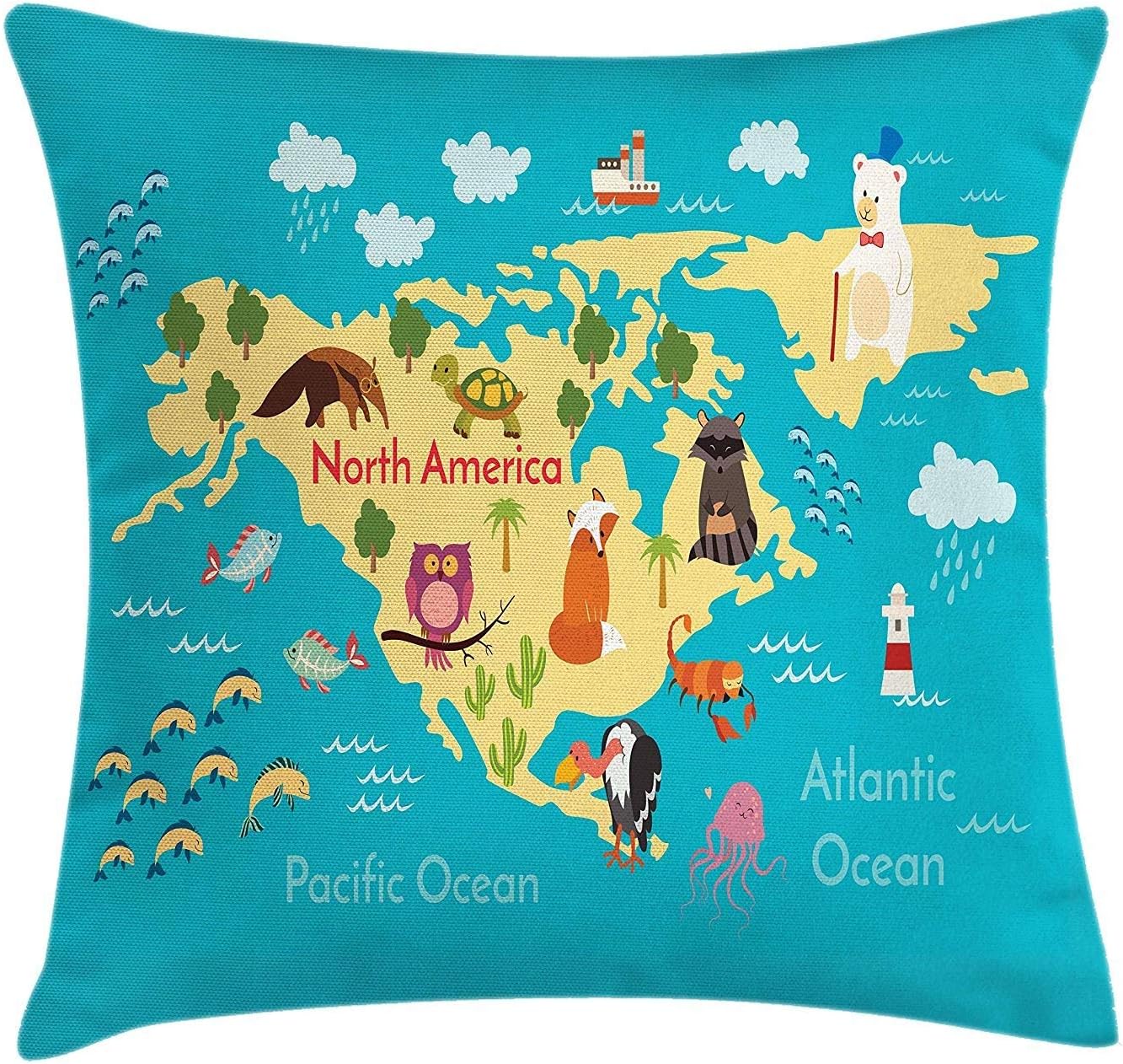 shizh Funda de cojín Almohada América del Norte Geografía del