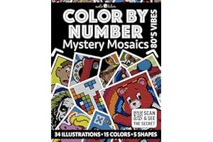 Color by Number: 80's Vibes | Black Background Edition | Mystery Mosaics Coloring Book for Adults | Pixel Art Coloring for Re
