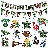 26 Pcs Football Party Decorations Banner and Hanging Swirls Footballs Pennant Bunting Flags Footballs Hanging Decor for Football Sports Theme Birthday Party Decorations