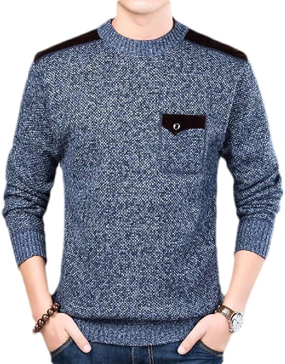 Amazon Gawaga メンズロングスリーブクルーネックカラーブロックセーターニットジャンパープルオーバー セーター 通販