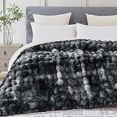 Serenhom 60x80 Inches Ultra-Soft Fuzzy Faux Fur Plush Twin Size Blanket - Thick, Warm Sherpa for Couch, Sofa, Bedroom, Camping - Decorative Blanket for Cozy Warmth, Bubble Black Tie Dye