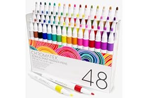 CHROMATEK Acrylic Paint Pens for Rock Painting, Ceramic, Glass, Wood. 48 Vibrant Opaque Colors. Medium Tip. Waterproof. Quick Drying. Never Fade.