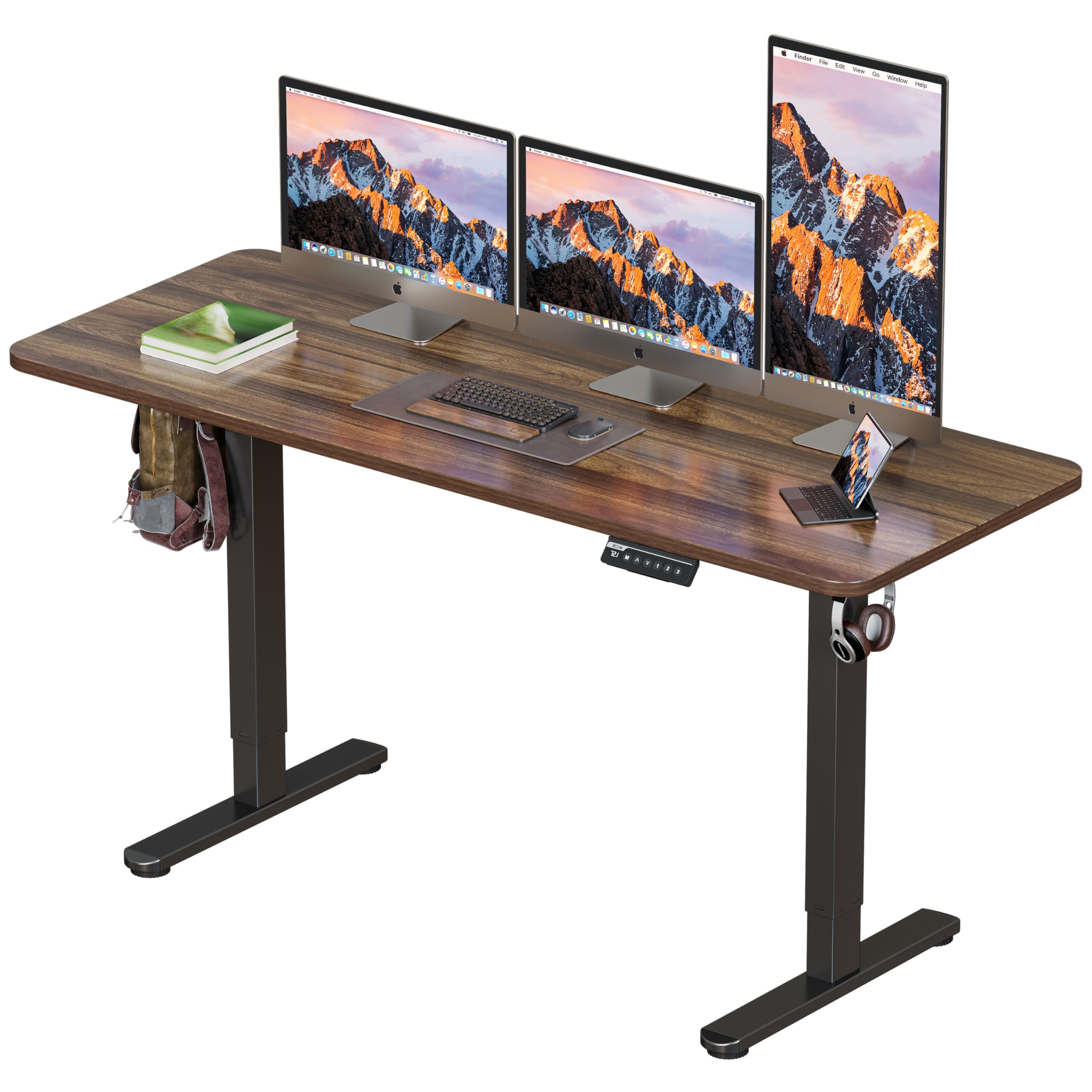 Photo 1 of BIZUM Electric Standing Desk 63 x 24 Inch Computer Desk-Gaming Desk Dark Walnut Home Office Desks Height Adjustable Memory Stand Up Computer Workstation