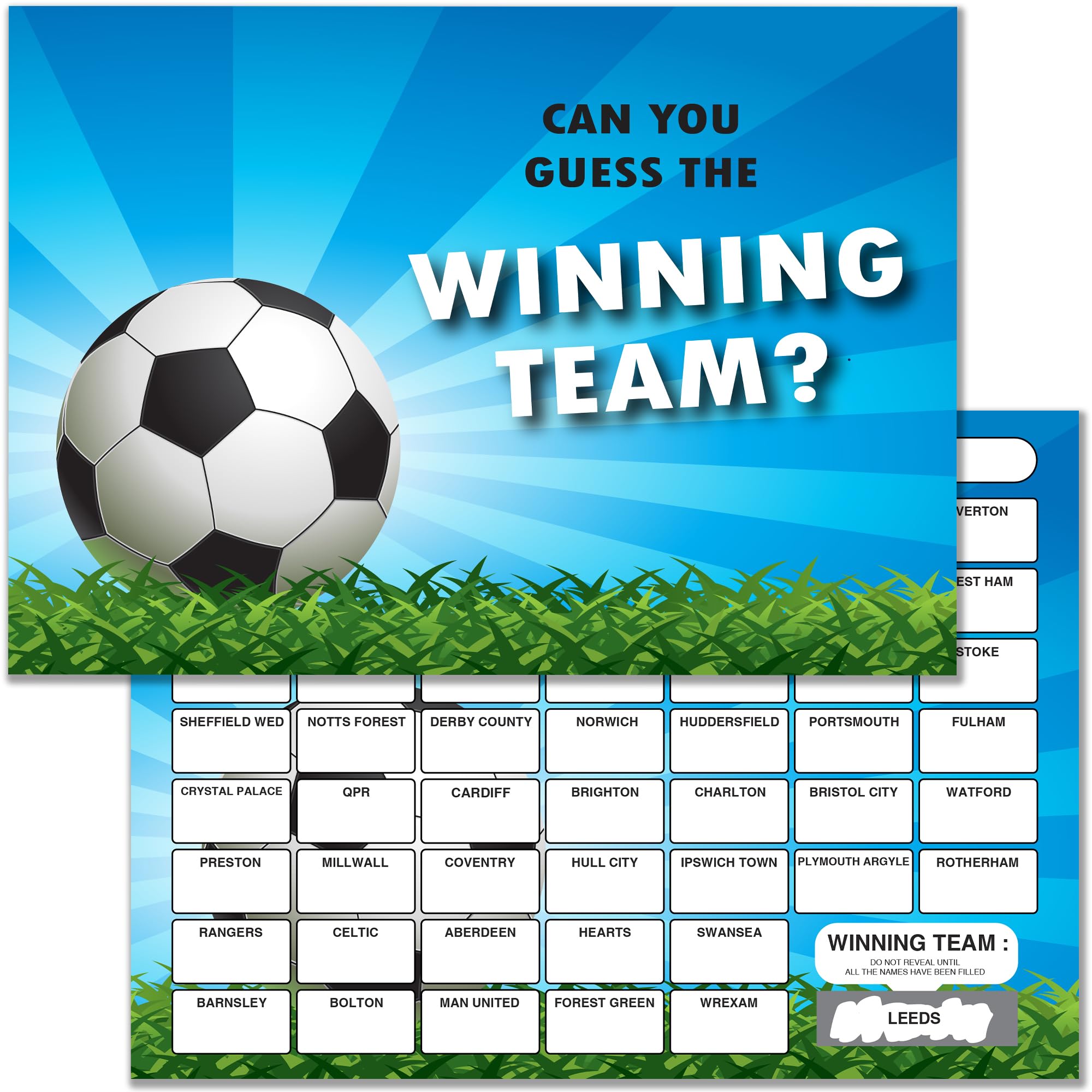 10 x Football Team Fundraising Scratch Cards. A5 Cards with 52 Squares to Raise Money for Charity