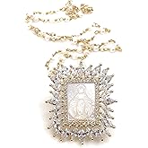 Our Lady Of Grace Mother of Pearl Medal Necklace 17.5 Inches Cultured Pearl Chain