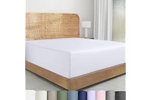 California Design Den 100% Organic Cotton Fitted Sheet Queen Size Only, Percale Queen Deep Pocket Fitted Sheet, Lightweight, 