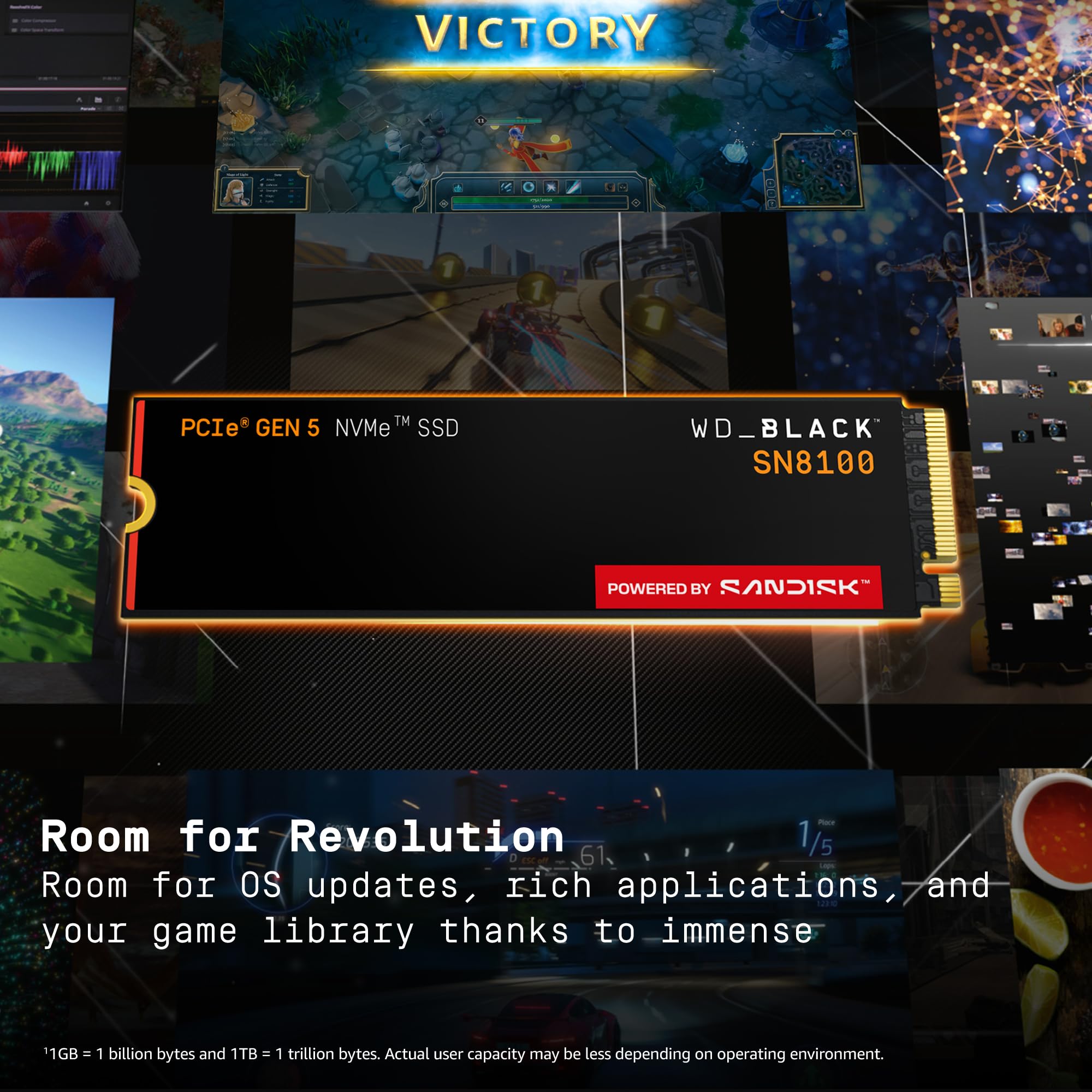 WD_BLACK 2TB SN8100 NVMe SSD Internal Solid State Drive - Gen 5 PCIe 5.0x4, M.2 2280, Seq. Read Speeds Up to 14,900 MB/s, Best for AI Applications, Gaming, and Video Editing - WDS200T1X0M