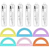 6 Sets Compass and Protractor Sets Student Basics Geometry Math Set Metal Compass and 6 Inch 180 Degree Protractors Geometry Graphing Drawing Tools For Office and School Supplies (colorful)