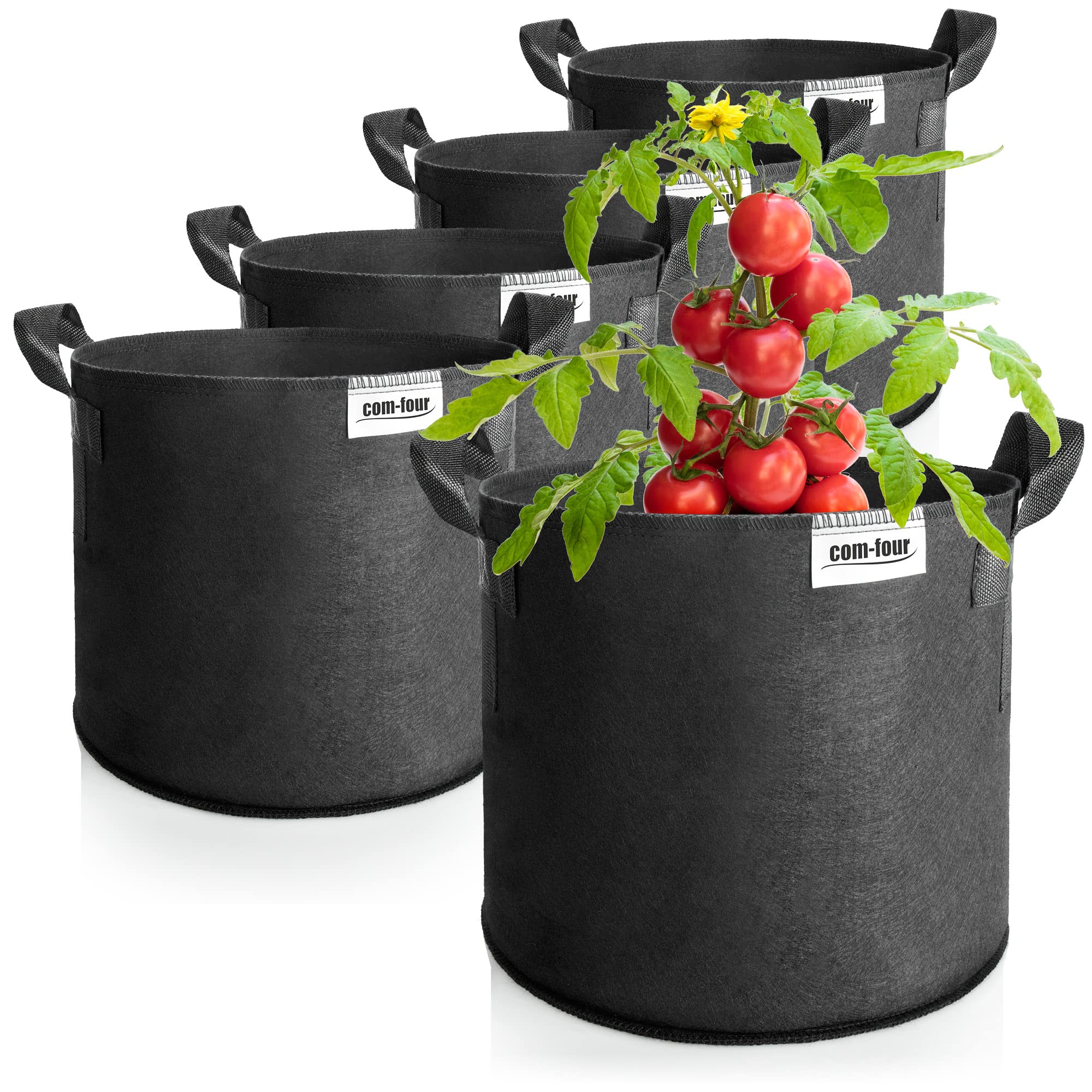 com-four® 5x 30 L plant sack for potatoes - Tomato tubs with handles - Plant bag - Tomato plant pot - Plant protection sack (30L - 5 pieces)