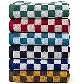 Jacquotha Checkered Hand Towels Set of 6, Cotton Bathroom & Kitchen Towels for Everyday Use, 13” x 29”, Assorted Colors