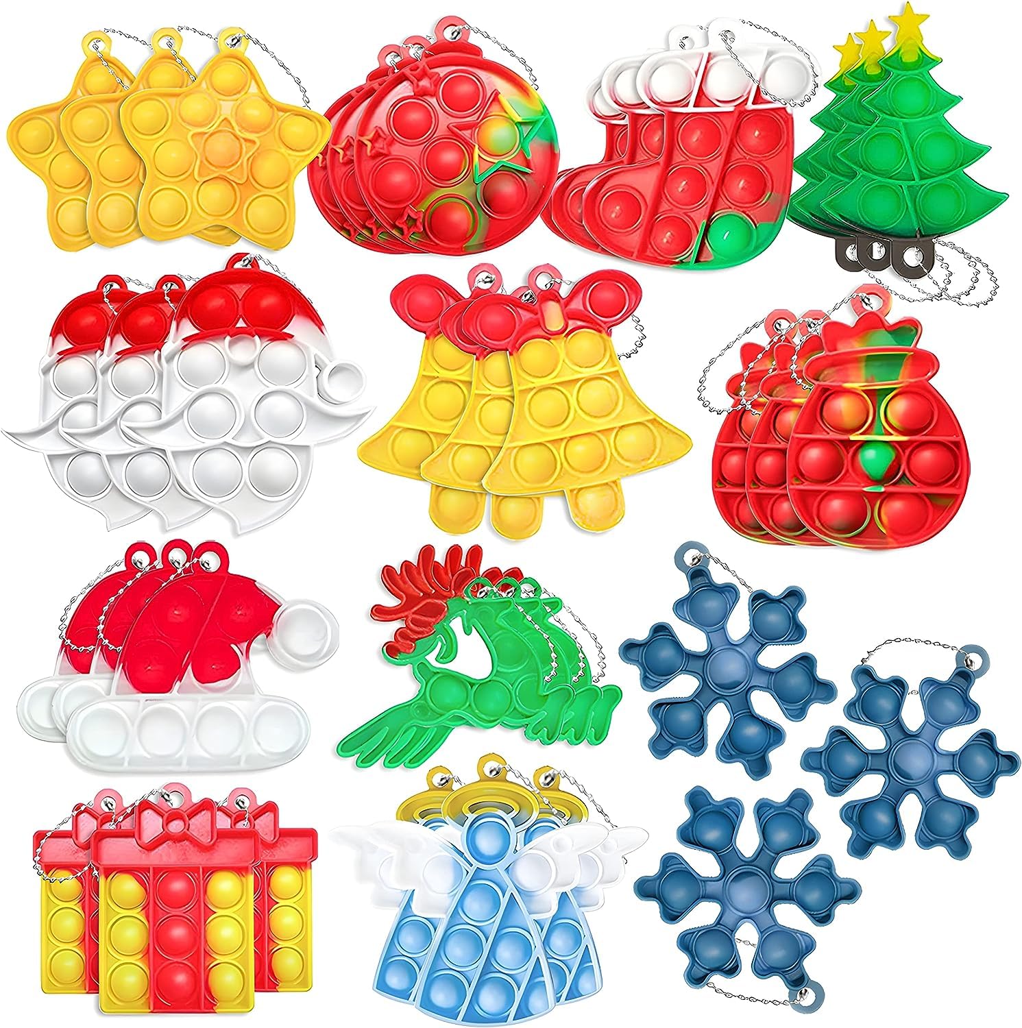 Photo 1 of 36Pcs Christmas Mini Pop Keychain Fidget Toys Mini Pop Keychain Rainbow Silicone Simple Fidget Toys Fidget Relieve Anxiety Stress Hand Office Desk Toys for Kids Adults