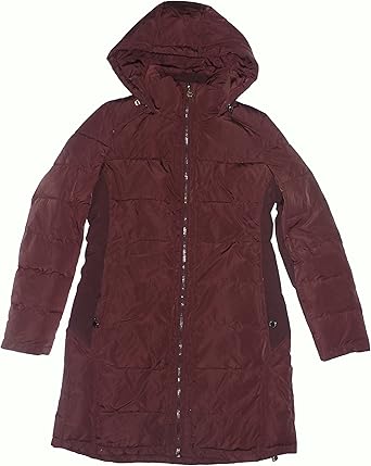 burgundy long puffer coat