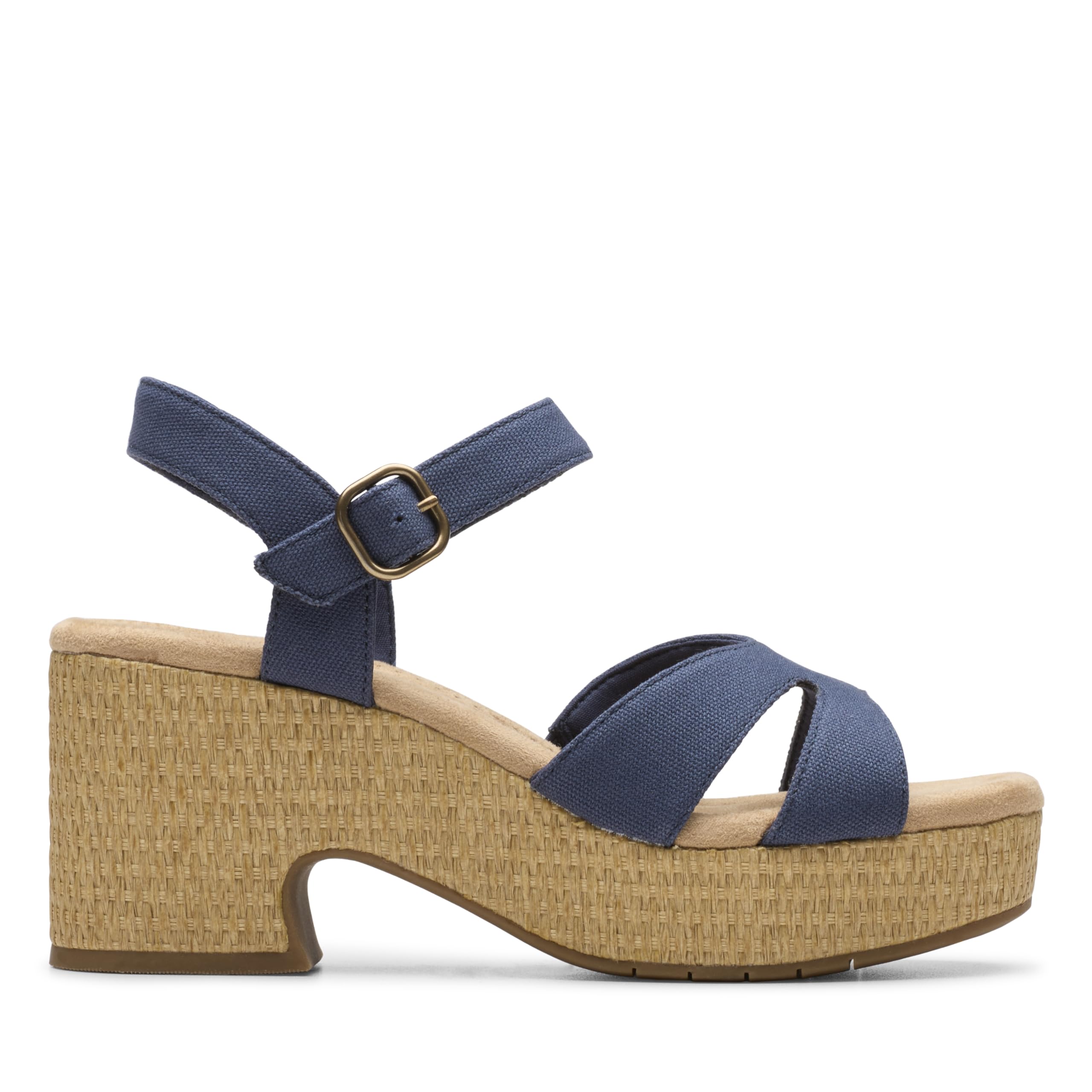 Clarks Collection Women’s Nerisa Twist Heeled Sandal, Navy Canvas, 8 Medium US