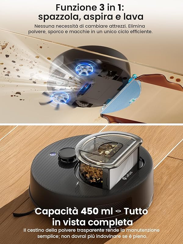 M330 Plus Robot Aspirapolvere Lavapavimenti 5000Pa, Grigio — foto 2 di 8