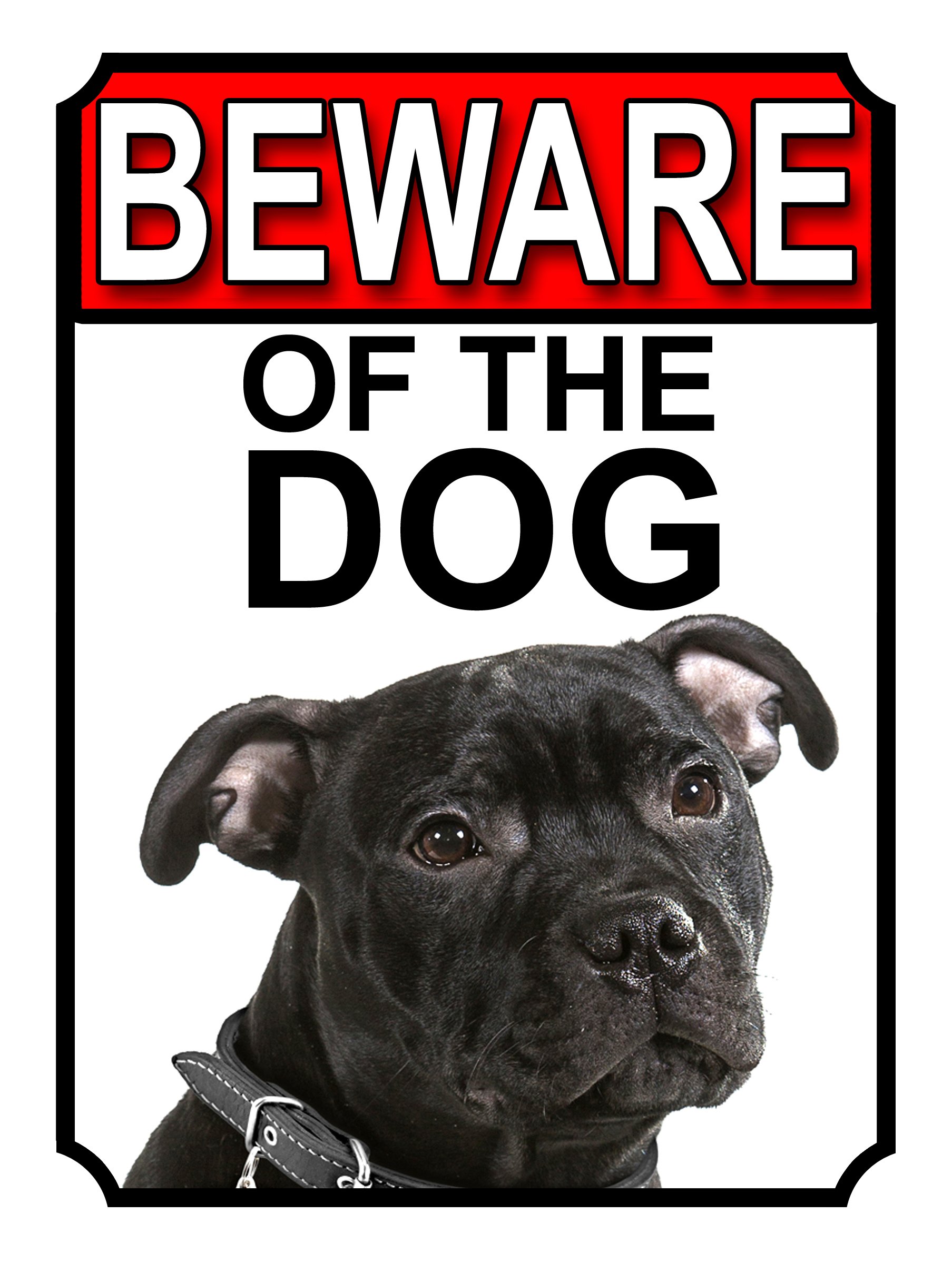 Shawprint Limited BEWARE OF THE DOG METAL GATE SIGN ALASKAN AMERICAN STAFFORDSHIRE 200MM X 150MM (1106H1)