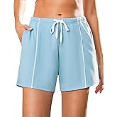 Quenteen Womens Sweat Shorts Lounge Shorts Casual Comfy Drawstring High Waist Running Shorts with Pockets