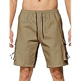 Asrlivp Men's Casual Cargo Shorts Drawstring Elastic Waist Summer Classic Outdoor Stretch Work Shorts with 5 Pockets