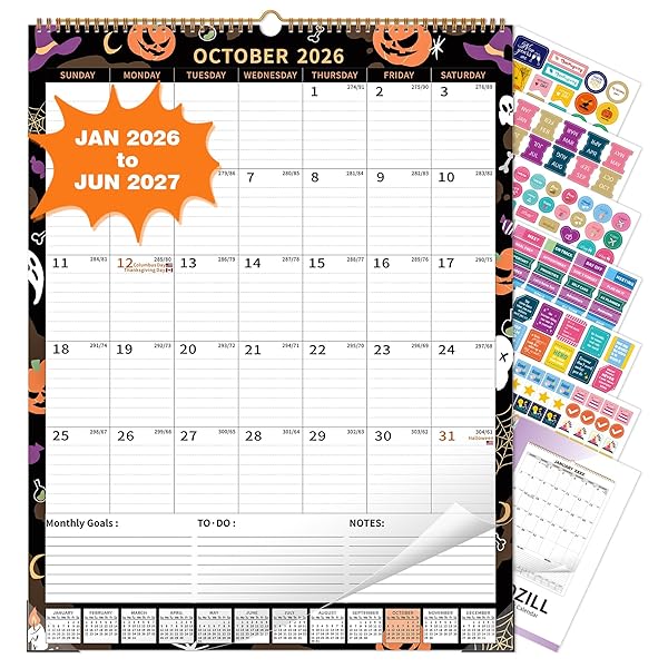 CALENDAR 2026-2027 PLANNER WALL HANGING SPIRAL BOUND CALENDARS...