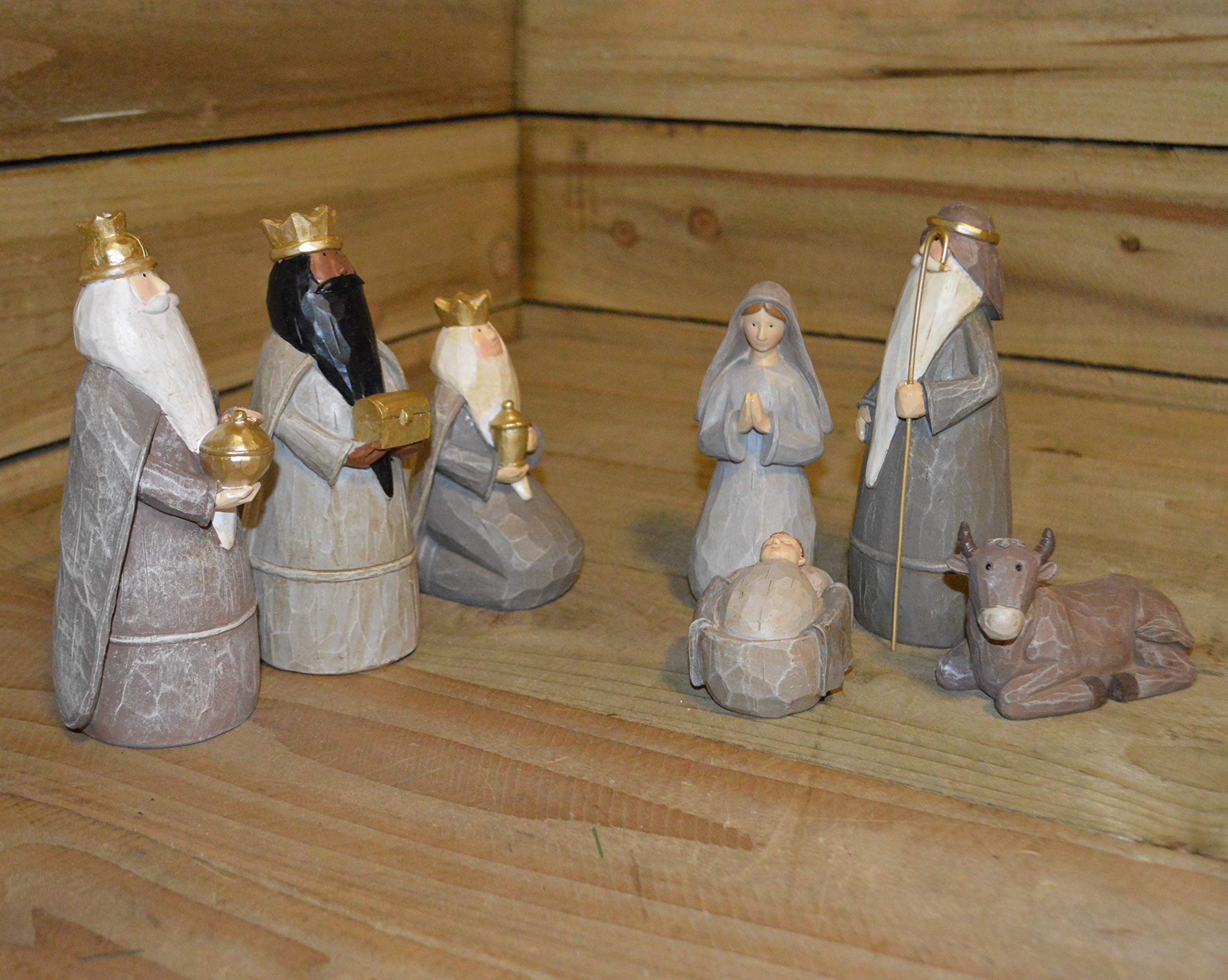 Kaemingk Polyresin Christmas Nativity Set With 7 Figures Natural
