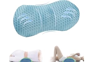 NJXMDR Ergonomic Memory Foam Lumbar Pillow–Back Support Cushion for Sleeping,Office Chairs,Beds,and Cars–Removable & Breathable Cover (Blue)