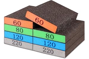 Romeda 8-Pack Sandpaper Block, Four Grits Per Pack 60/80/120/220, Washable and Reusable Handmade Sanding Sponge, Drywall Sandpaper Blocks for Wooden Drywall Sheetrock and Metal Glazing