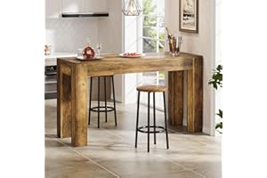 Tribesigns 63" Long Bar Table, Wooden Bar Height Dining Table with 4 Sturdy Legs, Rectangular Counter Height Bar Tables for K