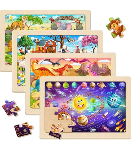 Rompecabezas De Madera De Animales 6x24 Piezas Para Niños 3-6 Años – Juguete Montessori Educativo, Regalo Ideal Para Cumpleaños Y Navidad