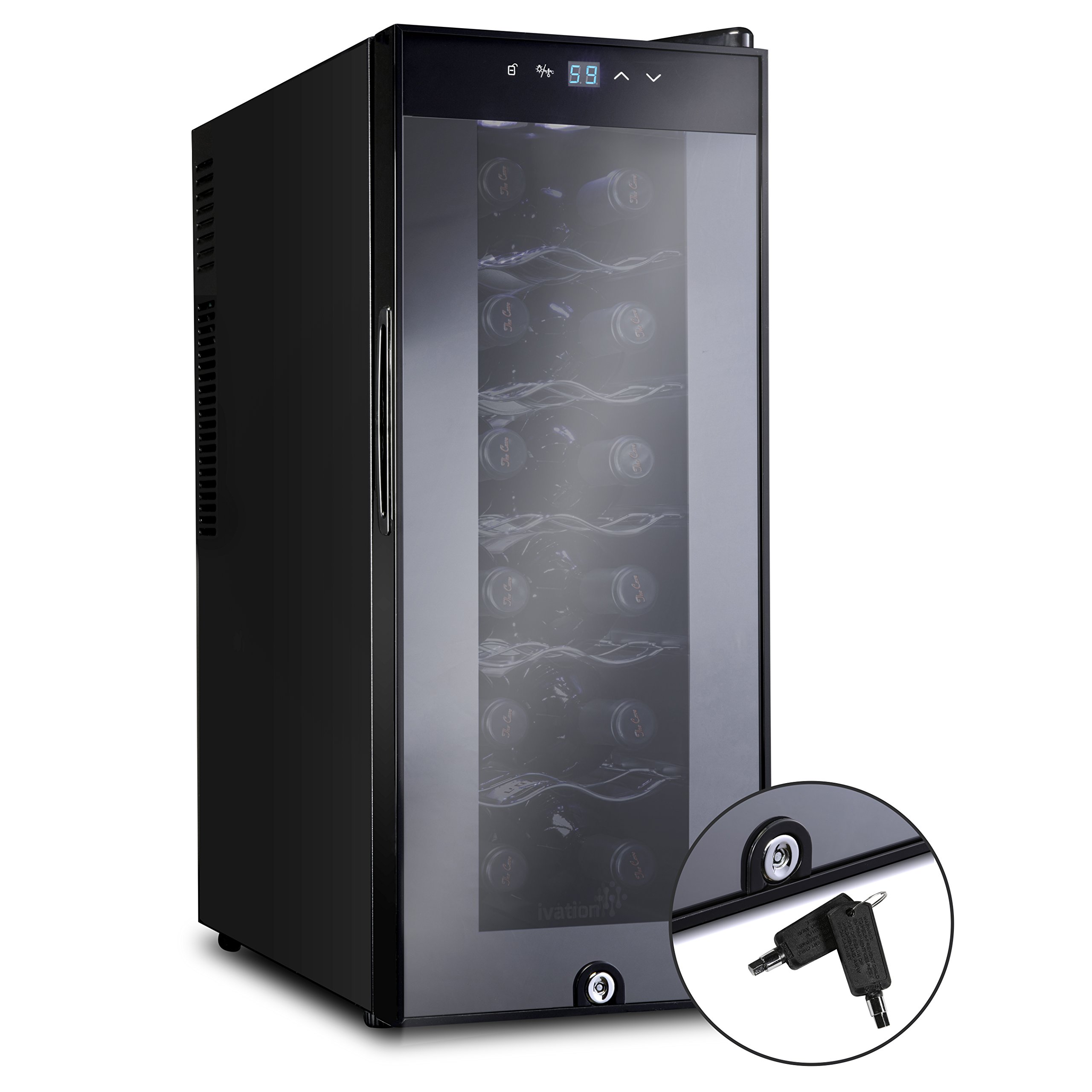 Ivation 12 Bottle Thermoelectric Wine Cooler/Chiller Door Lock