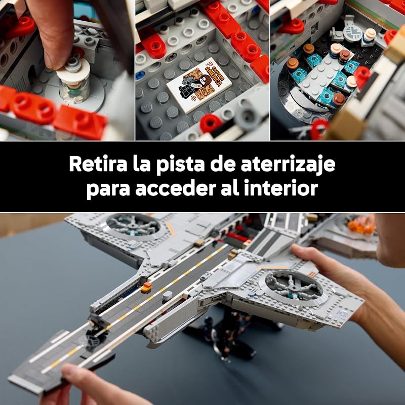 | Porta-aviões Marvel S.H.I.E.L.D. Helicarrier – Kit de Construção Adulta para Porta-Aviões – 6 Minifiguras incluindo Capitão América & Nick Fury – Decoração de Estante - Ideia de Presente 76354
