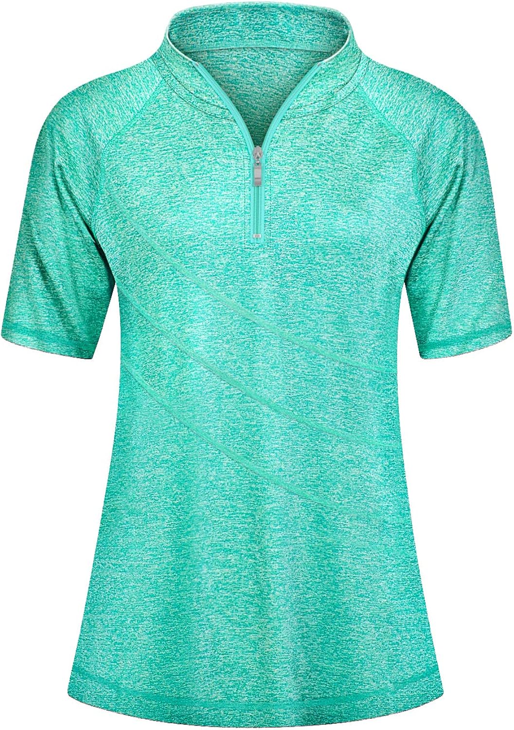 Cucuchy Womens Short Sleeve Workout Shirts Quarter Zip Up Athletic Tunic Tops: Clothing