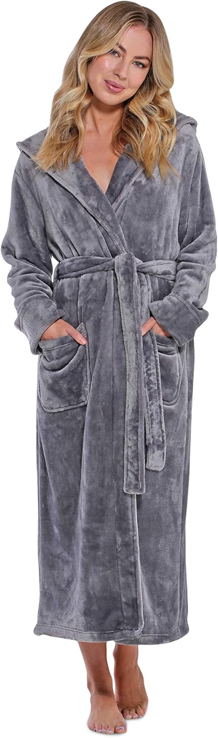 Women's Plush Soft Warm Fleece Bathrobe, Comfy Womens Robe at  Women’s Clothing store