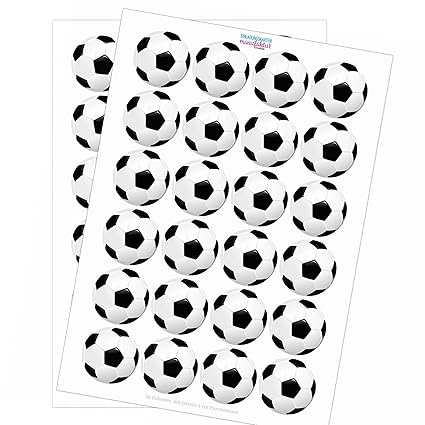 48 runde Fussball Sticker - Aufkleber - Etiketten für Fussball Geburtstag Jungen Geschenk Verpackung WM