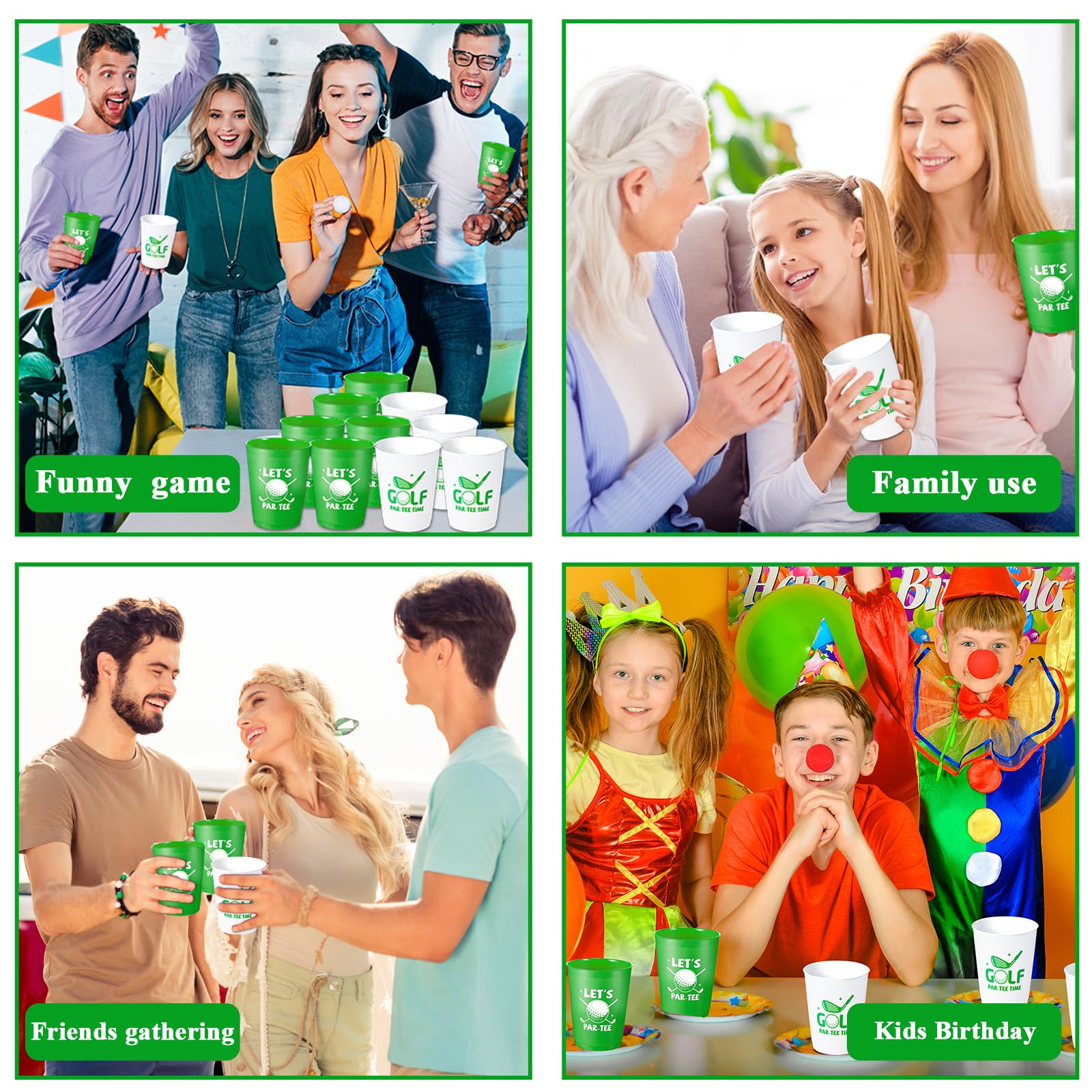 24 Pcs Golf Party Cups Let's Par-Tee Plastic Cups Reusable Plastic Tumblers Party Supplies Sports Golf Ball Plastic Drinking Cups 12oz Party Decoration for Kids Birthday Golf Lover Gifts School Favors