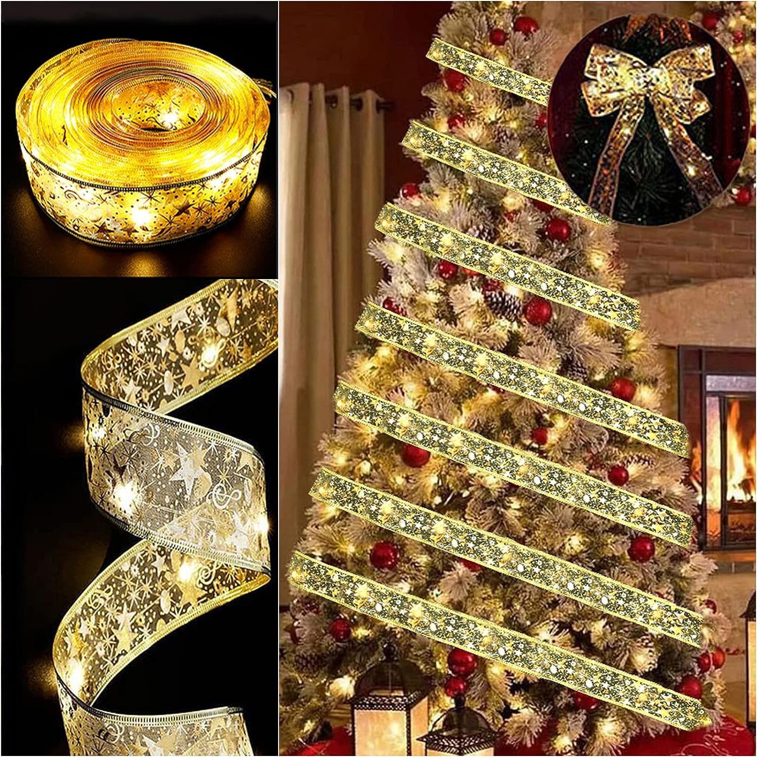 Dreaku Christmas Tree Ribbon Lights - 19ft/6m 60 LED Waterproof Fairy Lights for Decorations, Curtain, Hanging, Bedroom Wall, Garden, Patio - 6m Cable Length