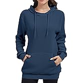 HeJoy Womens Hoodie Sweatshirt Loose Fit Crew Neck Pullover Sweater with Pocket Ribbed Cuffs Fall Tops