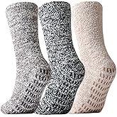 JORMATT 3 Pairs Ultra Thick Grip Fuzzy Socks Non Skid Slipper Hospital Socks Unisex